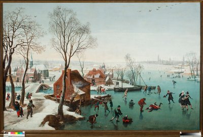 Joulukuu, luistelijat järven gelellä (joulukuu, luistelijoita jääjärvellä) Jan Wildensin (1586-1653) maalaus tekijältä Jan Wildens