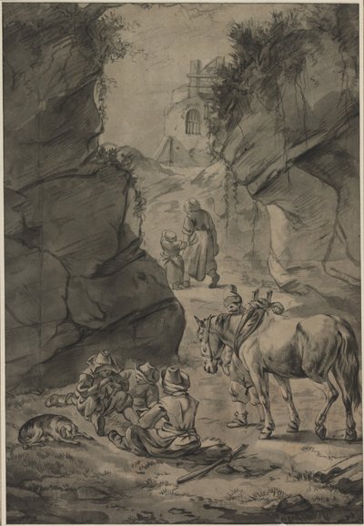 Talonpojat kalliomaisemassa, toinen kolmas 1600-luku. tekijältä Jan Wouwerman