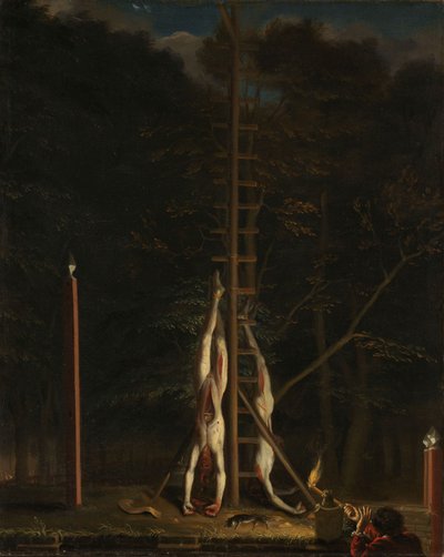 De Witt Brothersin ruumiit, n. 1672-1675 (öljy kankaalle) tekijältä Jan de Baen