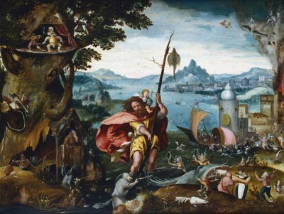 "St Christopher Crossing the River", 1506-c1527 tekijältä Jan de Cock