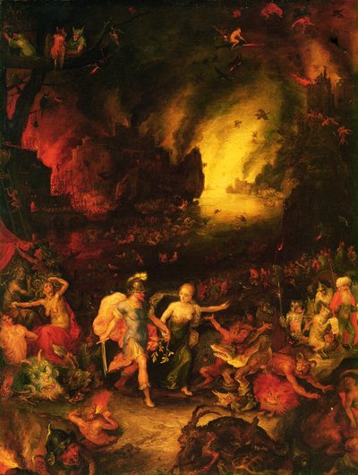 Aeneas Hadesissa (yksityiskohta) tekijältä Jan the Elder Brueghel