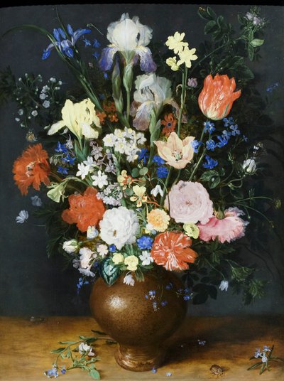 Kukkakimppu savimaljakossa, noin 1609 (öljy puulle). tekijältä Jan the Elder Brueghel