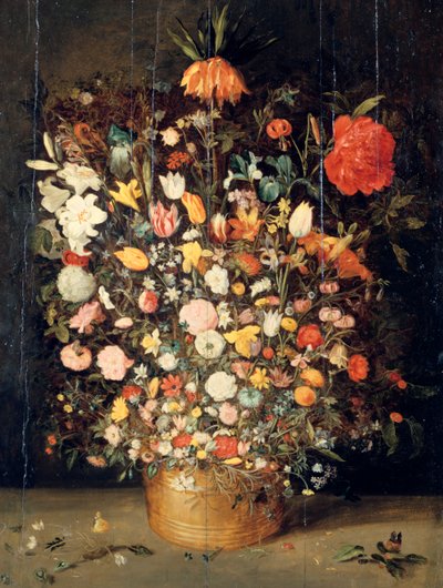 Kukkakimppu puisessa maljakossa, 1603 tekijältä Jan the Elder Brueghel