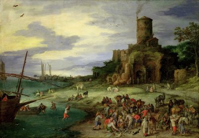 Kalastajat rannalla tekijältä Jan the Elder Brueghel