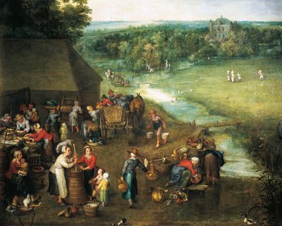 Elämä maaseudulla, yksityiskohta (maalaus) tekijältä Jan the Elder Brueghel