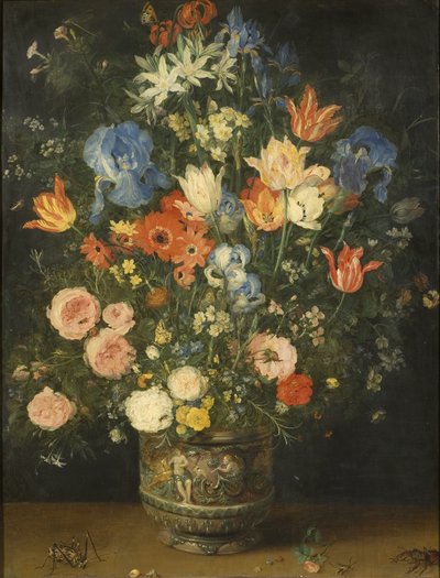 Asetelma kukkien kanssa muotoillussa purkissa, n. 1620-24 tekijältä Jan the Elder Brueghel