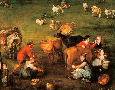 "Talonpoikien elämä", yksityiskohta Jan Bruegelin maalauksesta tekijältä Jan the Elder Brueghel