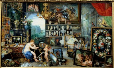 Näkymä. Allegoria viidestä aistista Jan I Brueghel Dit De Veloursin maalaus (1568-1625) Ec. Flam tekijältä Jan the Elder Brueghel