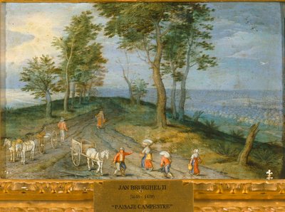 Maisema talonpoikien kanssa ... (öljy kankaalle) tekijältä Jan the Younger Brueghel
