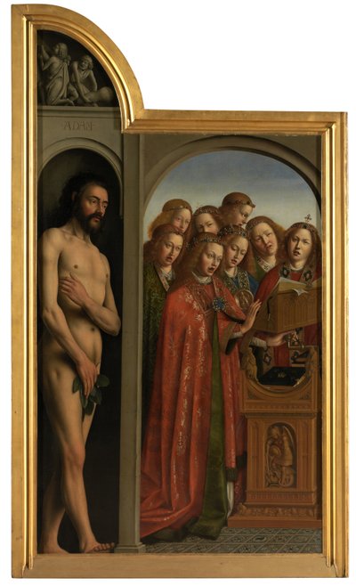 Aatami ja laulavat enkelit (öljy kankaalle) tekijältä Jan van (after) Eyck