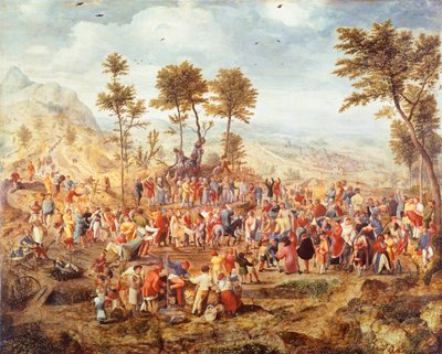 Kristus tulossa Jerusalemiin, Jan van Amstel (noin 1500-1542), sekatekniikka puulle, noin 1540 tekijältä Jan van Amstel