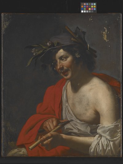 Pastor Aparando Sua Flauta (óleo sobre tela)finlandês tekijältä Jan van Bijlert or Bylert