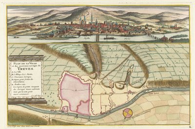 Trierin kartta, 1704 Plan de la Ville et: Chateau: de Traarbach (otsikko esineessä) tekijältä Jan van Call (II)