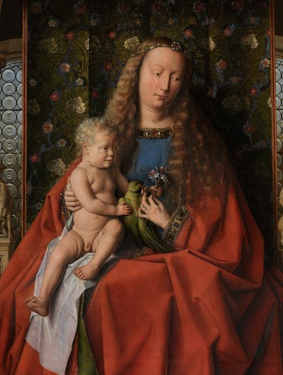Yksityiskohta Neitsyt ja lapsi pyhien Donatianuksen ja Georgen sekä kanoni Joris van der Paelen kanssa, n. 1436 (öljy puulle) tekijältä Jan van Eyck