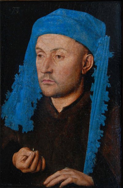 Muotokuva miehestä sinisen saattajan kanssa Mies sormuksen kanssa tekijältä Jan van Eyck