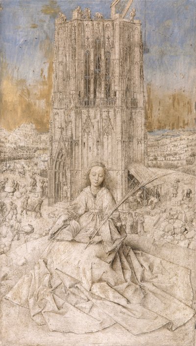 Pyhä Barbara, noin 1427 (öljy paneelille) tekijältä Jan van Eyck
