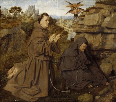 Pyhä Franciscus Assisilainen vastaanottamassa Stigmat, noin 1430. tekijältä Jan van Eyck