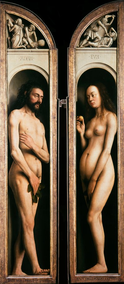 Gentin alttaritaulu. Mystisen Karitsan palvonta: Aadam ja Eeva, 1432. tekijältä Jan van Eyck