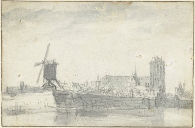 Näkymä Dordrechtiin vedestä tekijältä Jan van Goyen (possibly)