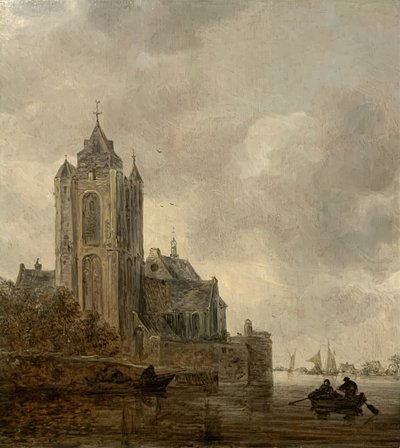 Kirkko joen rannalla. tekijältä Jan van Goyen