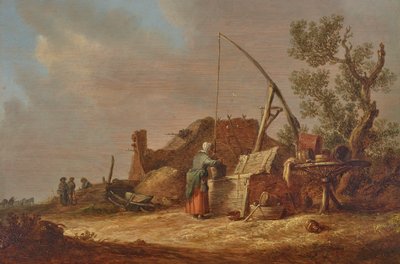 Maisema ja nainen kaivon äärellä tekijältä Jan van Goyen
