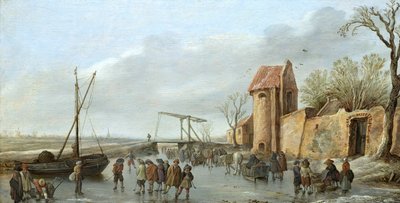 Kohtaus jäällä tekijältä Jan van Goyen