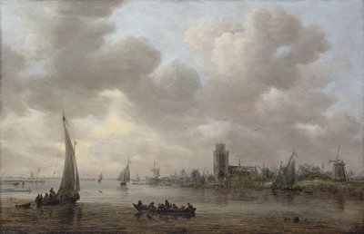 Näkymä Maas-joelle ja sen takana sijaitsevaan Dordrechtiin tekijältä Jan van Goyen