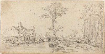 Mökki joen rannalla tekijältä Jan van Goyen