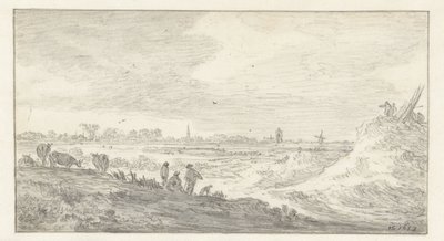 Maisema hahmoilla dyynillä tekijältä Jan van Goyen