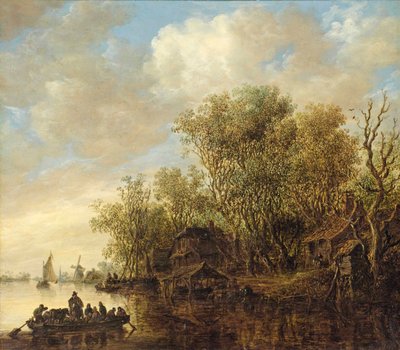 Jokimaisema ja lautta tekijältä Jan van Goyen