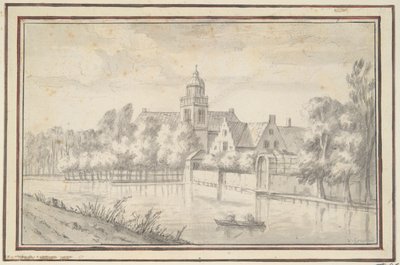 Näkymä linnalle ja talolle joen rannalla tekijältä Jan van Goyen
