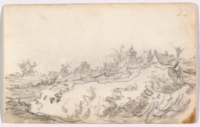 Village on Sunny Hillside tekijältä Jan van Goyen