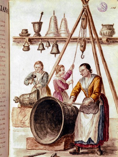 Käsityöt: kellojen valmistaja akvarellipiirros ja muste Jan van Grevenbroeckin (tai Giovanni Grevembrochin (Grevenbroch) (1731-1807) käsikirjoituksesta) tekijältä Jan van Grevenbroeck