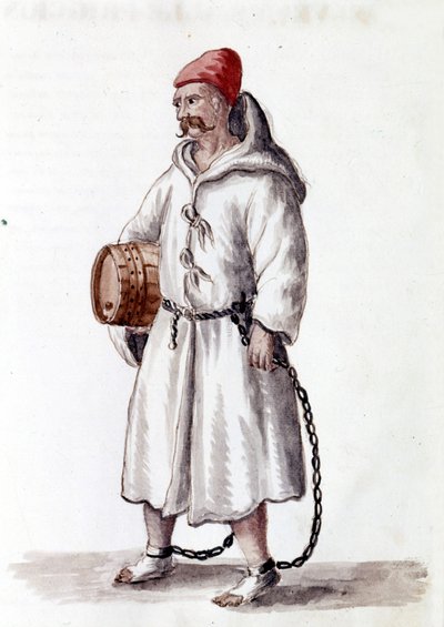 Galeria 1600-1700-luvulta. Akvarellipiirustus ja muste Jan van Grevenbroekin (tai Giovanni Grevenbroichin (Grevenbroich) (1731-1807) käsikirjoituksesta "Venitsialaisten tulli") tekijältä Jan van Grevenbroeck