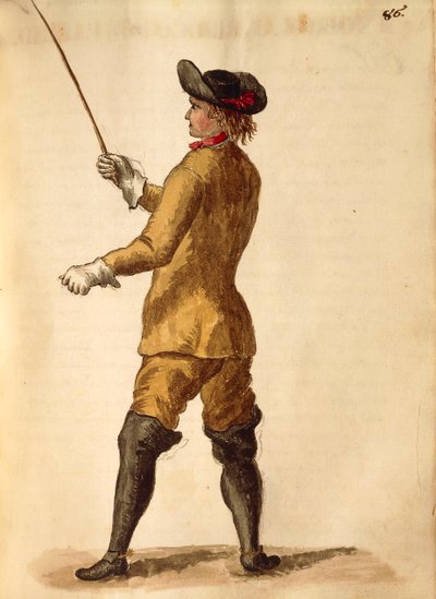 Herrasmies ratsastusasussa, Jan van Grevenbroeck tai Giovanni Grevembroch (1731-1807), Gli Donne de Veneziani, kuvitetusta pukukirjasta, akvarelli tekijältä Jan van Grevenbroeck