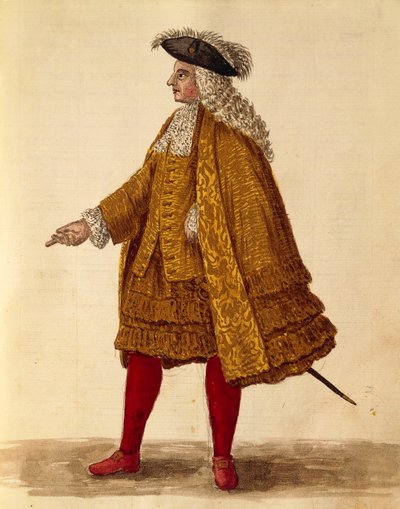 Ritariviitta, Jan van Grevenbroeck tai Giovanni Grevembroch (1731-1807), Gli Abiti de Veneziani, kuvitetusta pukukirjasta, akvarelli tekijältä Jan van Grevenbroeck