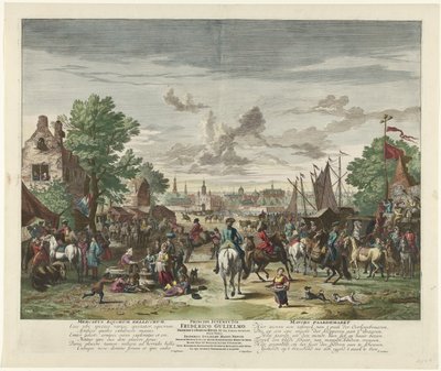 Paardenmarkt, n. 1702 War Horse Market / Mavors Paardemarkt (otsikko esineessä) tekijältä Jan van Huchtenburg