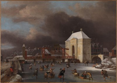 Näkymä Heiligewegspoortille Amsterdamissa, n. 1660-80 (öljy kankaalle) tekijältä Jan van III Kessel