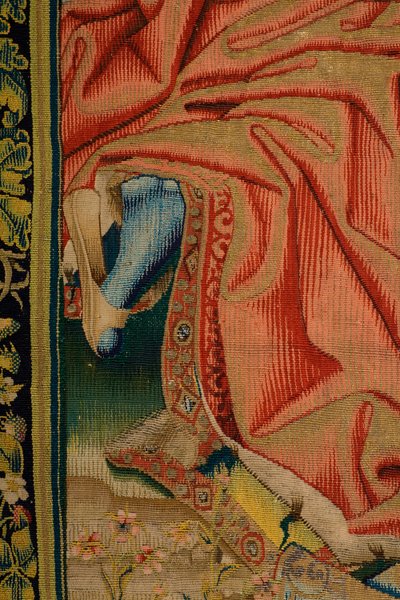 Flanderin kuvakudos. Patrimonio Nacional (Despedida de Cristo/Despedida de Cristo/Kristus jättää hyvästit äidilleen). sarja: El Dosel de Carlos V / Kaarle V:n taivas. tekijältä Jan van II Coninxloo