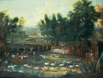 Kettujen ja joutsenten juhlasamppari tekijältä Jan van Kessel