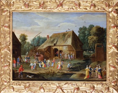 Gentry talonpoikatanssissa maatilapihalla tekijältä Jan van Kessel