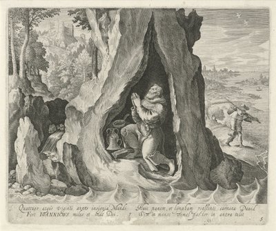 Pyhä Johannicius Bithynialainen erakkona Saints and Hermits (sarjan nimi) tekijältä Jan van Londerseel