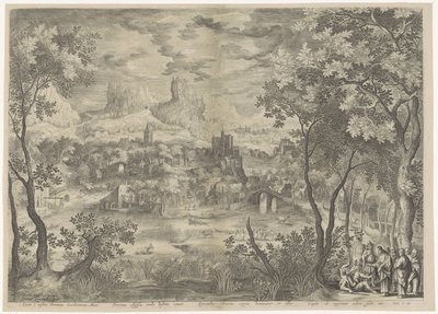 Landschap tapasi Christus die een demon uitdrijft bij een stomme man Hän karkottaa kurjan lordi Cacodaemonan, myytin pakkomielle, hän lausuu kaunopuheisia sanoja hengille, Kristus hallitsee stigialaisia ​​ja pakottaa heidät luopumaan istuimestaan Kuninkaal tekijältä Jan van Londerseel