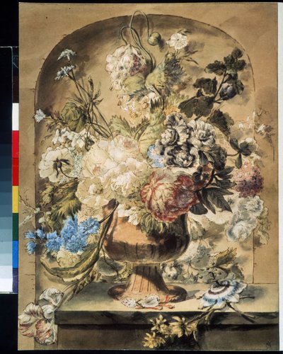 ""Asetelma kukkien kanssa"" Akvarelli Jan van Os (1744-1808) 1700-luvun Pushkin-museo, Moskova tekijältä Jan van Os