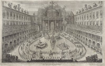 Karuselli Hofburgissa Wienissä Baletti hevosen selässä Espanjan keisari Leopold I:n ja Margaret Theresan häiden kunniaksi (sarjan nimi) tekijältä Jan van Ossenbeeck