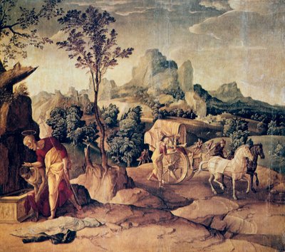 Apostoli Filippus kastaa eunukin, 1500-luku. tekijältä Jan van Scorel
