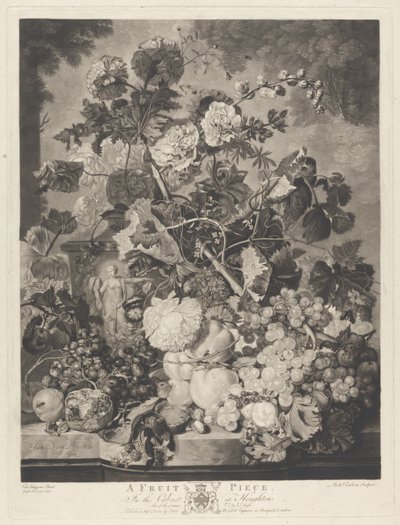 Hedelmäpala, kaivertanut Richard Earlom, 1781 tekijältä Jan van after Huysum
