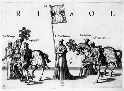 Sisilian aseet keisari Kaarle V:n hautajaisissa 1559 tekijältä Jan van and Doetechum Doetechum the elder
