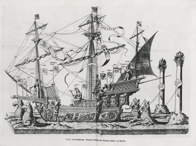 Voitelualus keisari Kaarle V:n hautajaisissa 1559 tekijältä Jan van and Doetechum Doetechum the elder