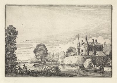 Huvivene vallihaudassa Maisemat (sarjan nimi) Amenissimae aliquot requculae (sarjan nimi) tekijältä Jan van de Velde (II)